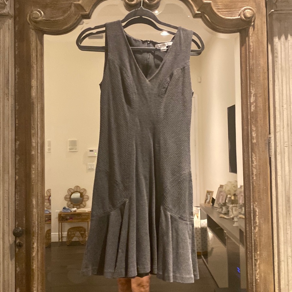 DVF grey flannel midi dress.